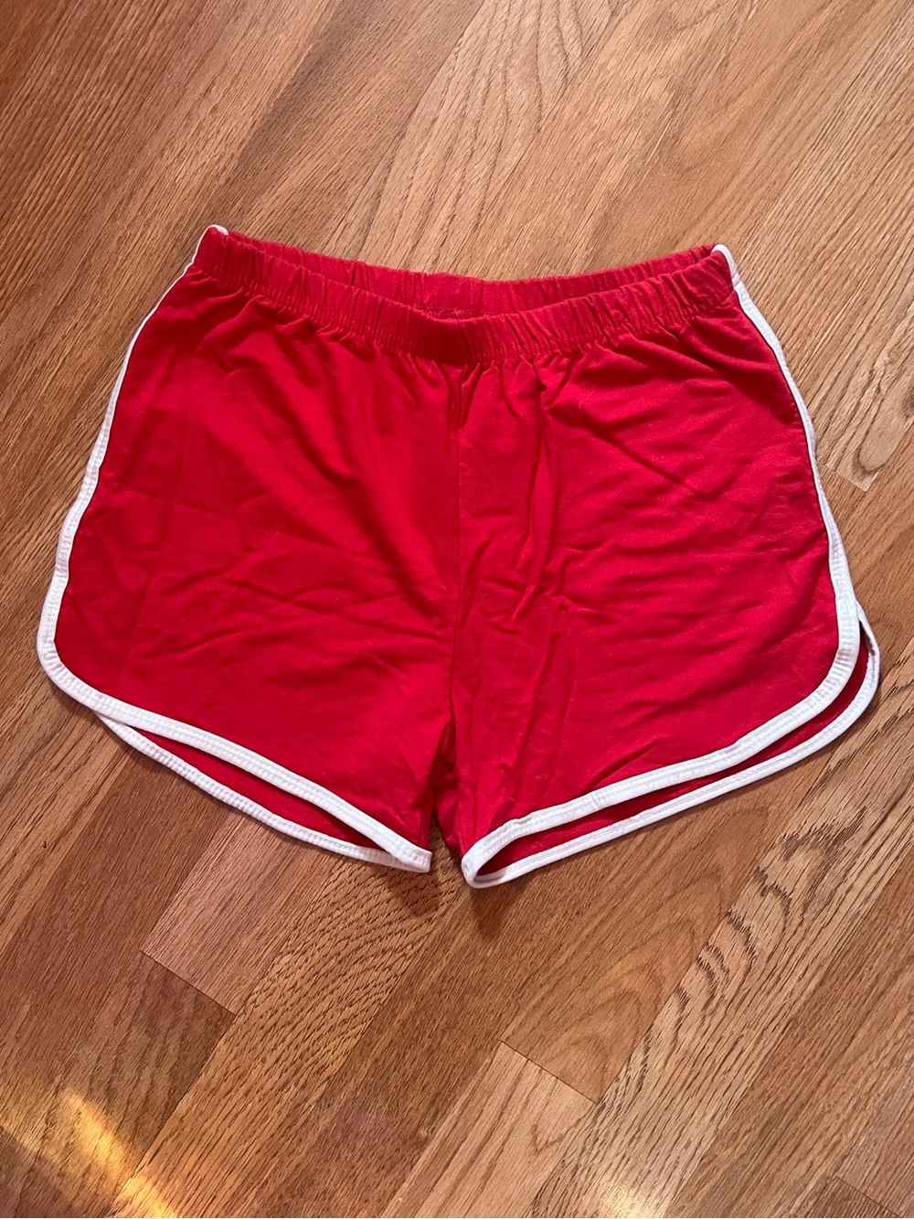 Women’s Red Athletic Running Shorts with White Trim
